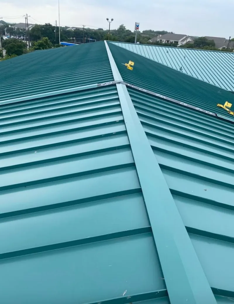 Green commercial metal roof ridge and valley for Metal Roof Repair in Fairborn